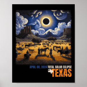 Total Solar Eclipse Retro April 8 2024 Astronomy  Poster