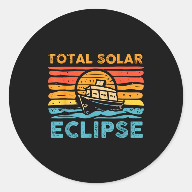 Total Solar Eclipse Retro Eclipse Classic Round Sticker (Front)
