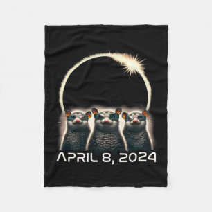 Total Solar Eclipse Shirt 2024 Opossum In Astronom Fleece Blanket