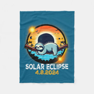 Total Solar Eclipse Sloth Solar Illustration Fleece Blanket