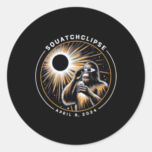 Total Solar Eclipse Squatchclipse Bigfoot Sasquatc Classic Round Sticker