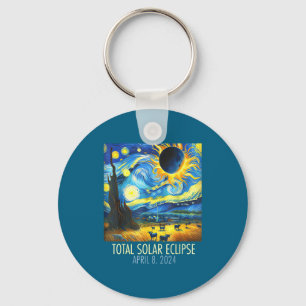 Total Solar Eclipse Starry Night Design Keychain