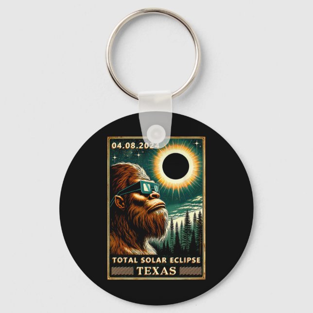 Total Solar Eclipse Texas 2024 Bigfoot Eclipse Gle Keychain (Front)