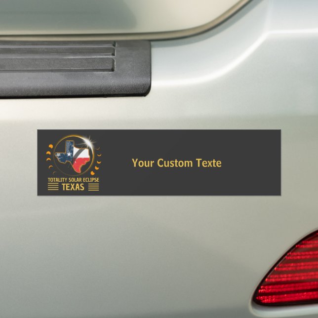 Total Solar Eclipse Texas American 2024 Bumper Sticker (On Car)