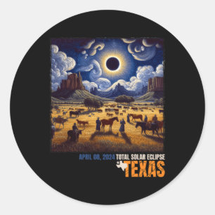 Total Solar Eclipse Texas Farm Totality April 8th  Classic Round Sticker