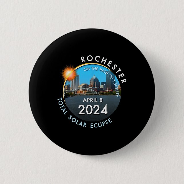 Total Solar Eclipse Totality Rochester New York 26 2 Inch Round Button (Front)