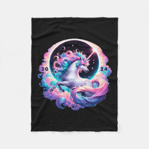 Total Solar Eclipse Totality Unicorn  Fleece Blanket
