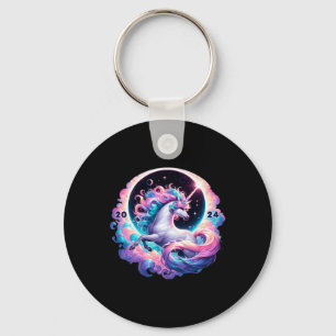 Total Solar Eclipse Totality Unicorn  Keychain