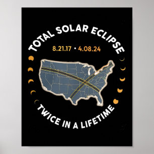 Total Solar Eclipse Twice In A Lifetime 2017 2024 Poster