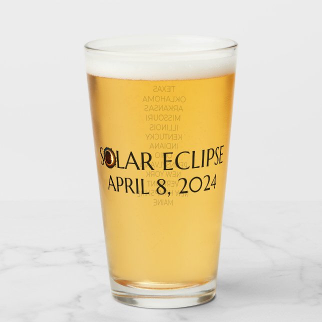 Total Solar Eclipse USA April 8, 2024 Glass (Front Filled)