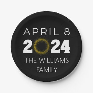 Total Solar Eclipse USA April 8, 2024 Paper Plate