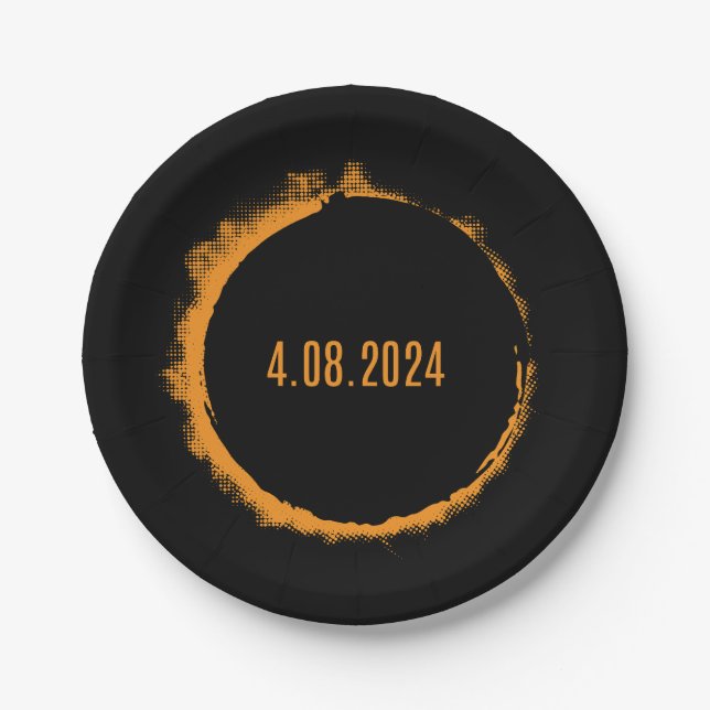 Total Solar Eclipse USA April 8, 2024 Paper Plate (Front)