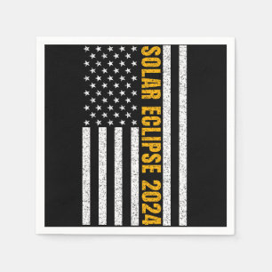 Total Solar Eclipse USA April 8, 2024  US flag Napkin