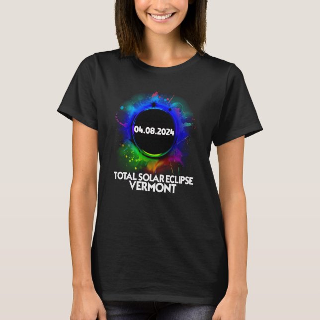Total Solar Eclipse Vermont 2024 Colourful America T-Shirt (Front)