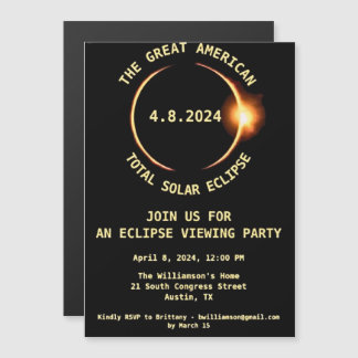 Total Solar Eclipse Viewing Party 4/8/2024 USA Inv Magnetic Invitation