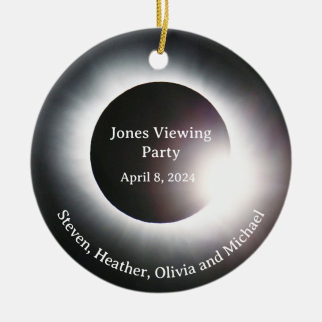 Total Solar Eclipse viewing party Ceramic Ornament (Front)