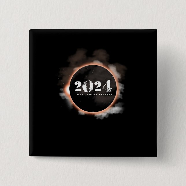 Total Solar Moon Phasing Annual Eclipse Moon 2 Inch Square Button (Front)