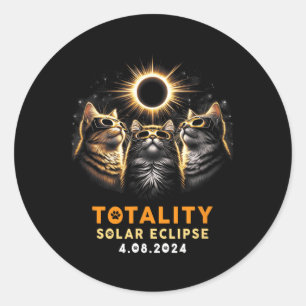 Totality Cats Wearing Solar Eclipse Gles 4.08.2024 Classic Round Sticker