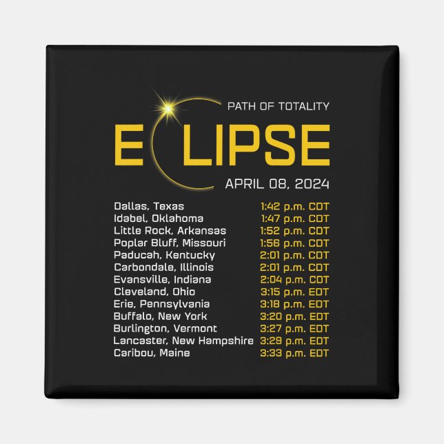 Totality Path 2024 Eclipse Map Total Eclipse Astro Magnet (Front)