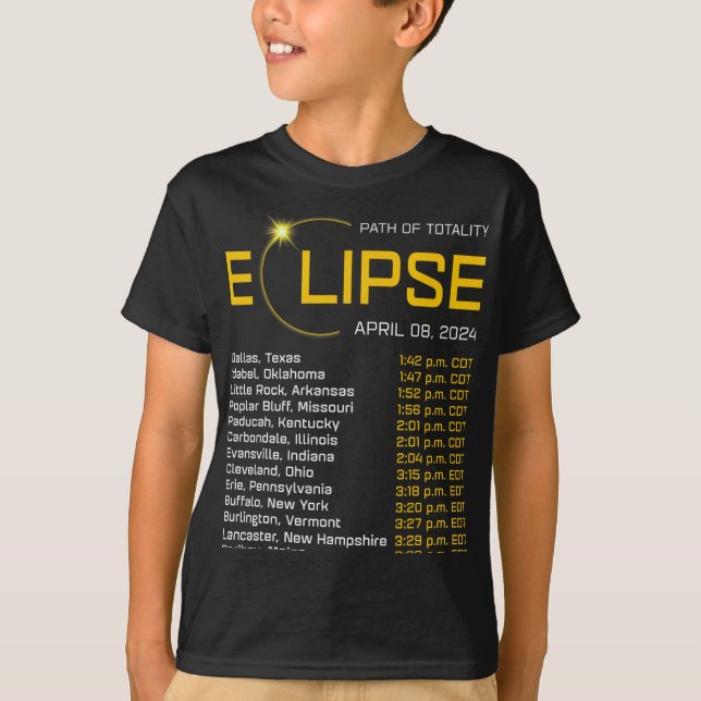 Totality Path 2024 Eclipse Map Total Eclipse Astro T-Shirt (Front)