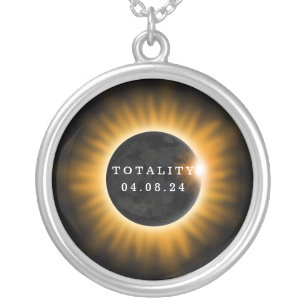 Totality Solar Eclipse 2017 Silver Plated Necklace