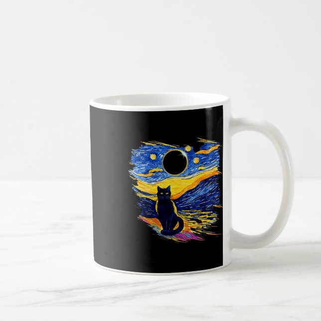 Totality Solar Eclipse 2024 Starry Night Van Gogh  Coffee Mug (Right)