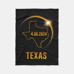 Totality Solar Eclipse April 8 2024 Texas Fleece Blanket