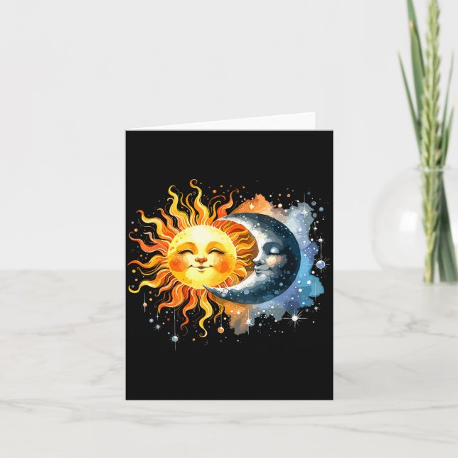 Totality Solar Eclipse Moon Sun Artwork Card (Front)
