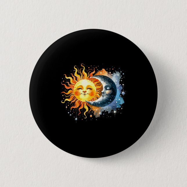 Totality Solar Eclipse Moon Sun Design 2 Inch Round Button (Front)