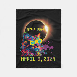 Totality Total Solar Eclipse Cat April 8 2024 Arka Fleece Blanket