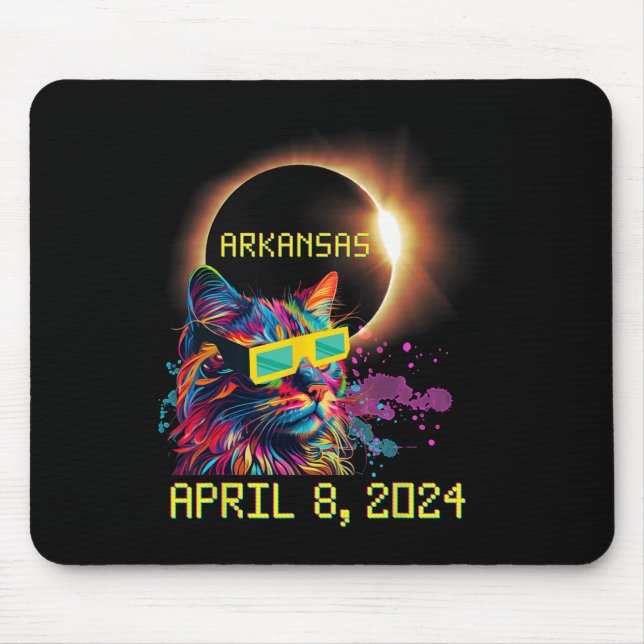 Totality Total Solar Eclipse Cat April 8 2024 Arka Mouse Pad (Front)
