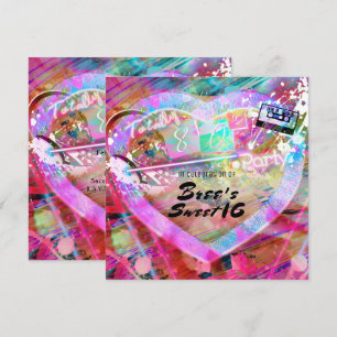 Totally 80's Bright Fun Heart Party Invitation