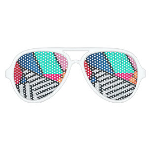 Totally 80s Painted Brick Block Colours Aviator Sunglasses