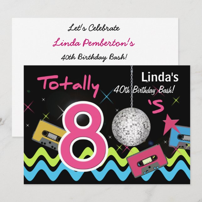 totally 80's retro  party Invitation (Front/Back)