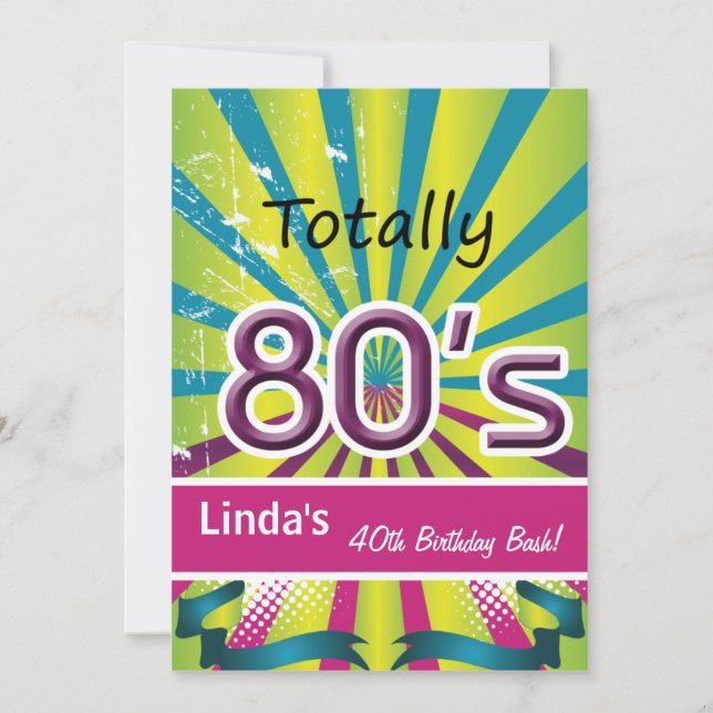 totally 80's retro  party Invitation (Front)