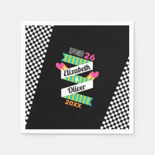 Totally 80s Stripes and Chequered Wedding Napkin