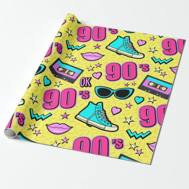 Totally 90’s! Patterned Wrapping Paper (Unrolled)
