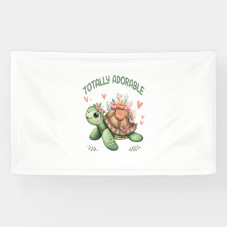 Totally Adorable Turtle with Coral Banner