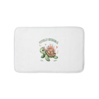 Totally Adorable Turtle with Coral Bath Mat