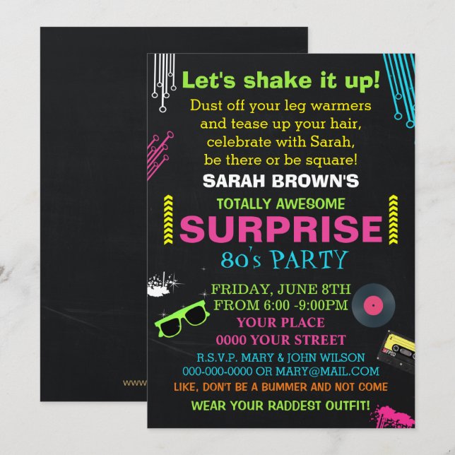 totally awesome 80s party invitation (Front/Back)