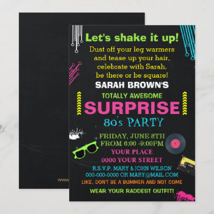 totally awesome 80s party invitation