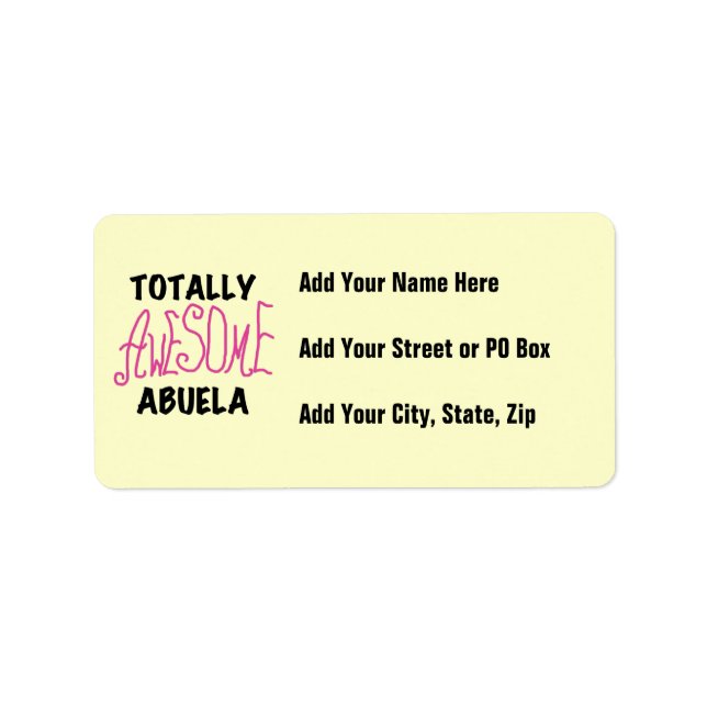 Totally Awesome Abuela Pink Tshirts and GIfts Label (Front)