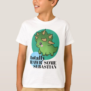 Totally Awesome Cute Green Dinosaur with Circles T-Shirt