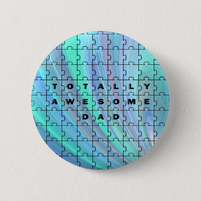 Totally Awesome Dad Puzzle Blue 2 Inch Round Button (Front)