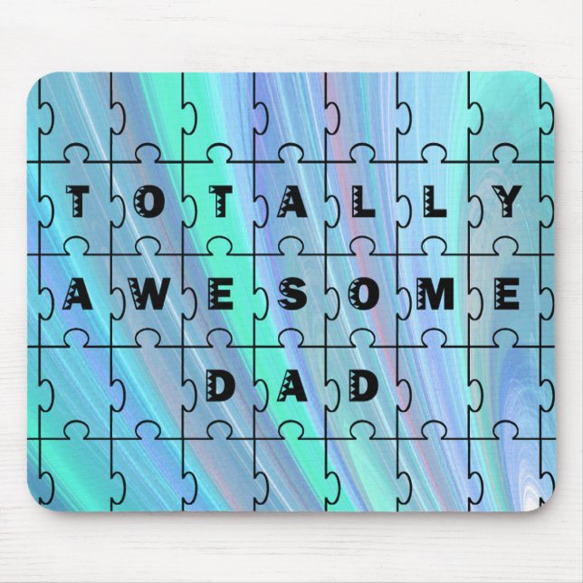 Totally Awesome Dad Puzzle Blue Mouse Pad (Front)