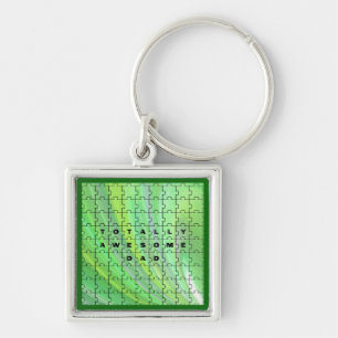 Totally Awesome Dad Puzzle Green Keychain