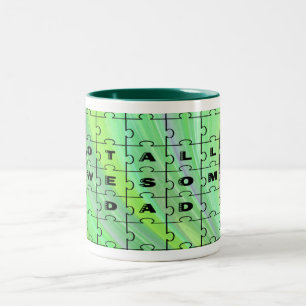 Totally Awesome Dad Puzzle Green Two-Tone Coffee Mug
