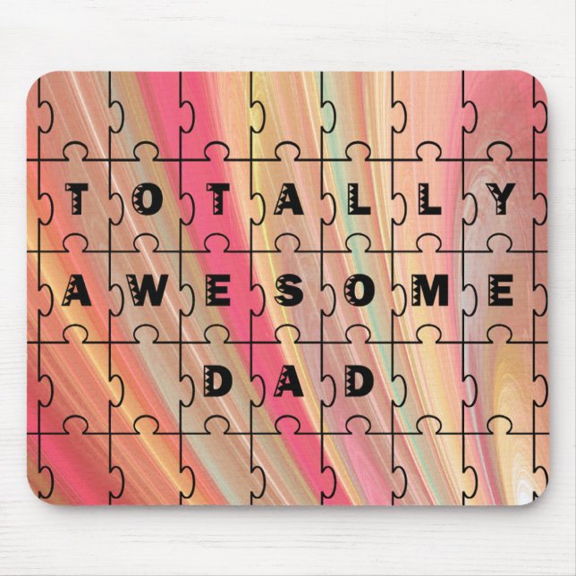 Totally Awesome Dad Puzzle Text Pink/Brown Pattern Mouse Pad (Front)
