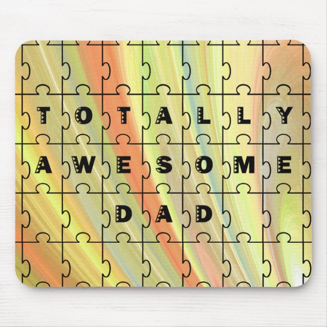 Totally Awesome Dad Puzzle Yellow/Brown Mouse Pad (Front)