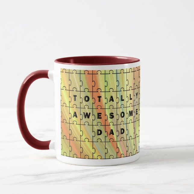 Totally Awesome Dad Puzzle Yellow/Brown Puzzle Mug (Left)